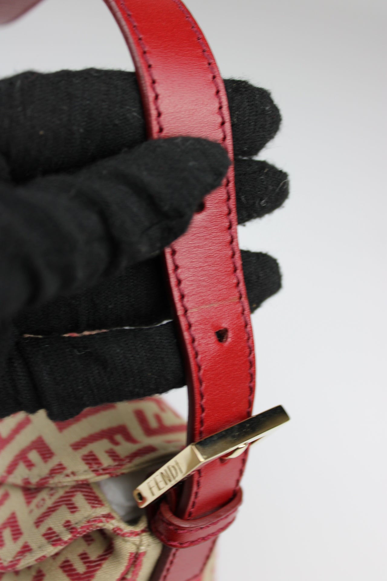 Fendi Zucchino Red Baguette Bag