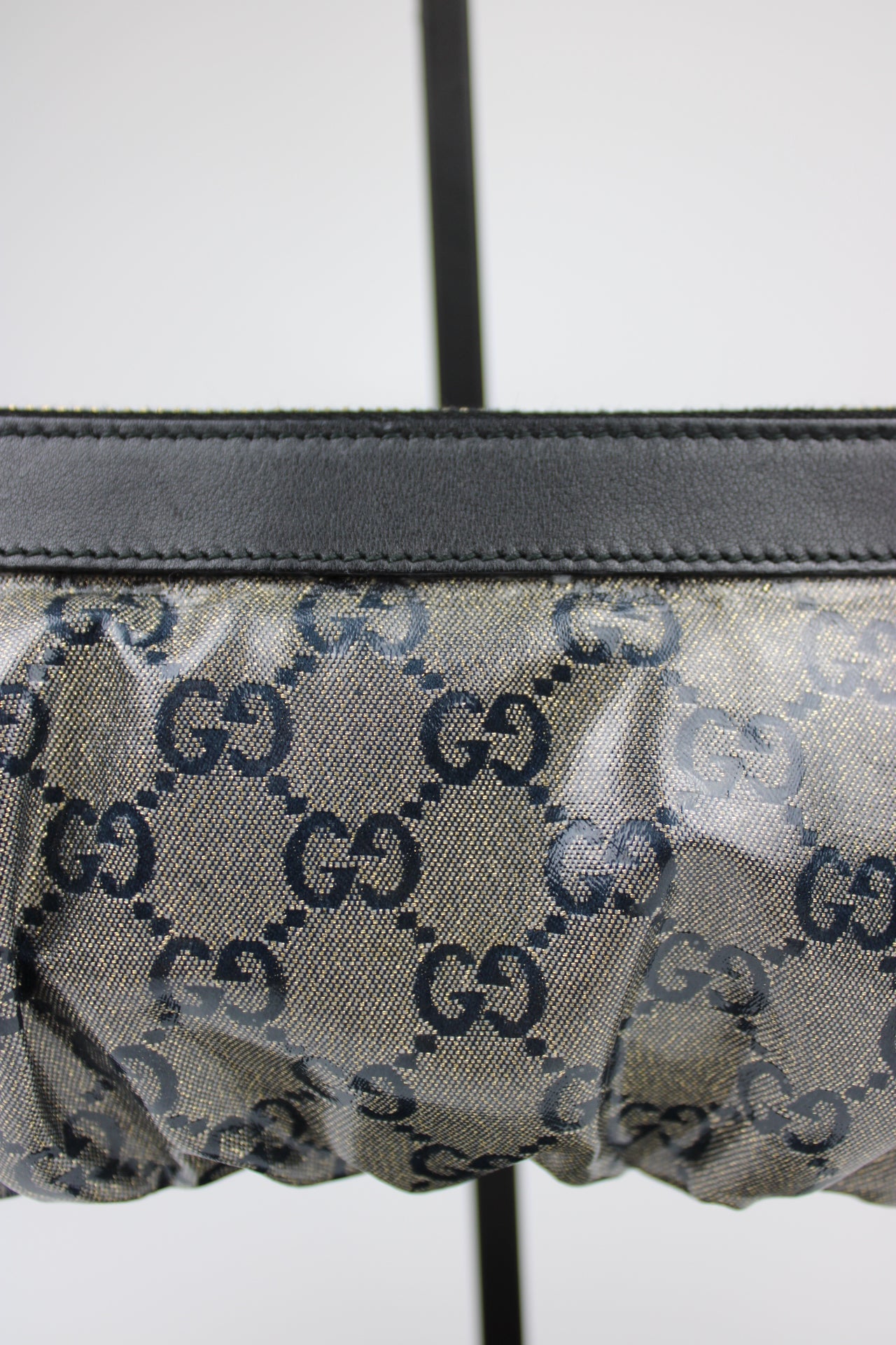 Gucci Monogram Charm Patent Pochette Bag