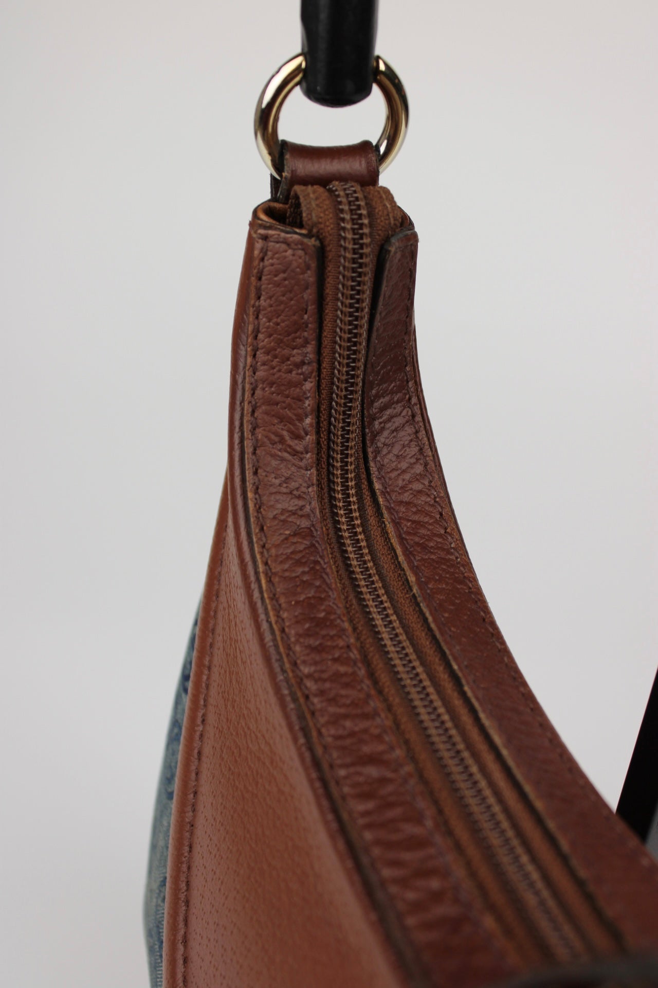 Gucci Monogram Denim Bamboo Bag (Restored)