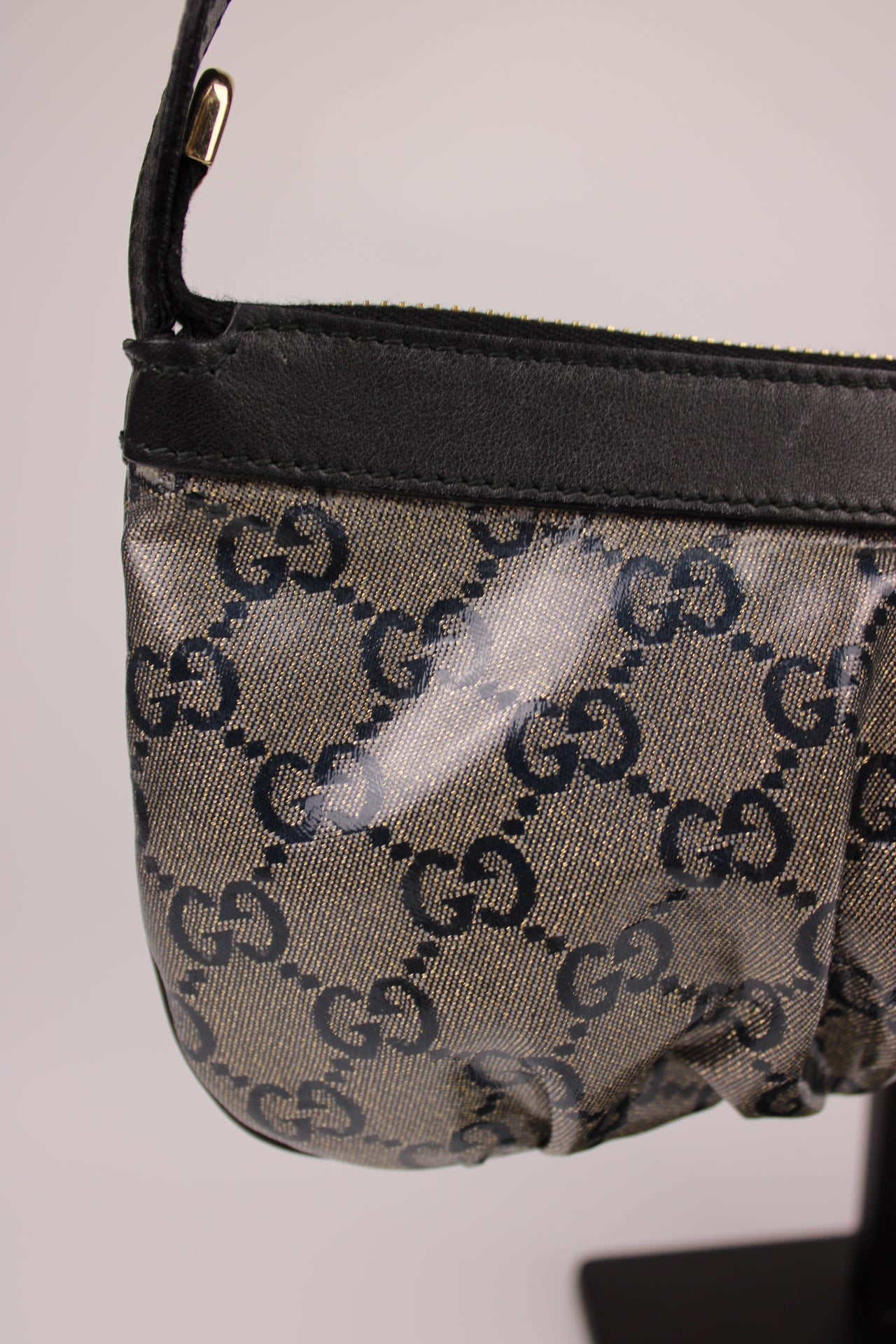 Gucci Monogram Charm Patent Pochette Bag