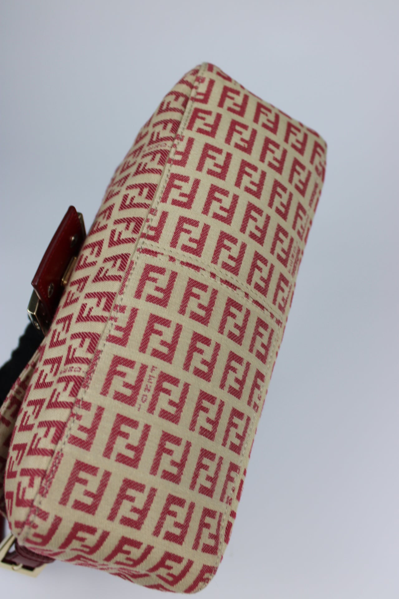 Fendi Zucchino Red Baguette Bag