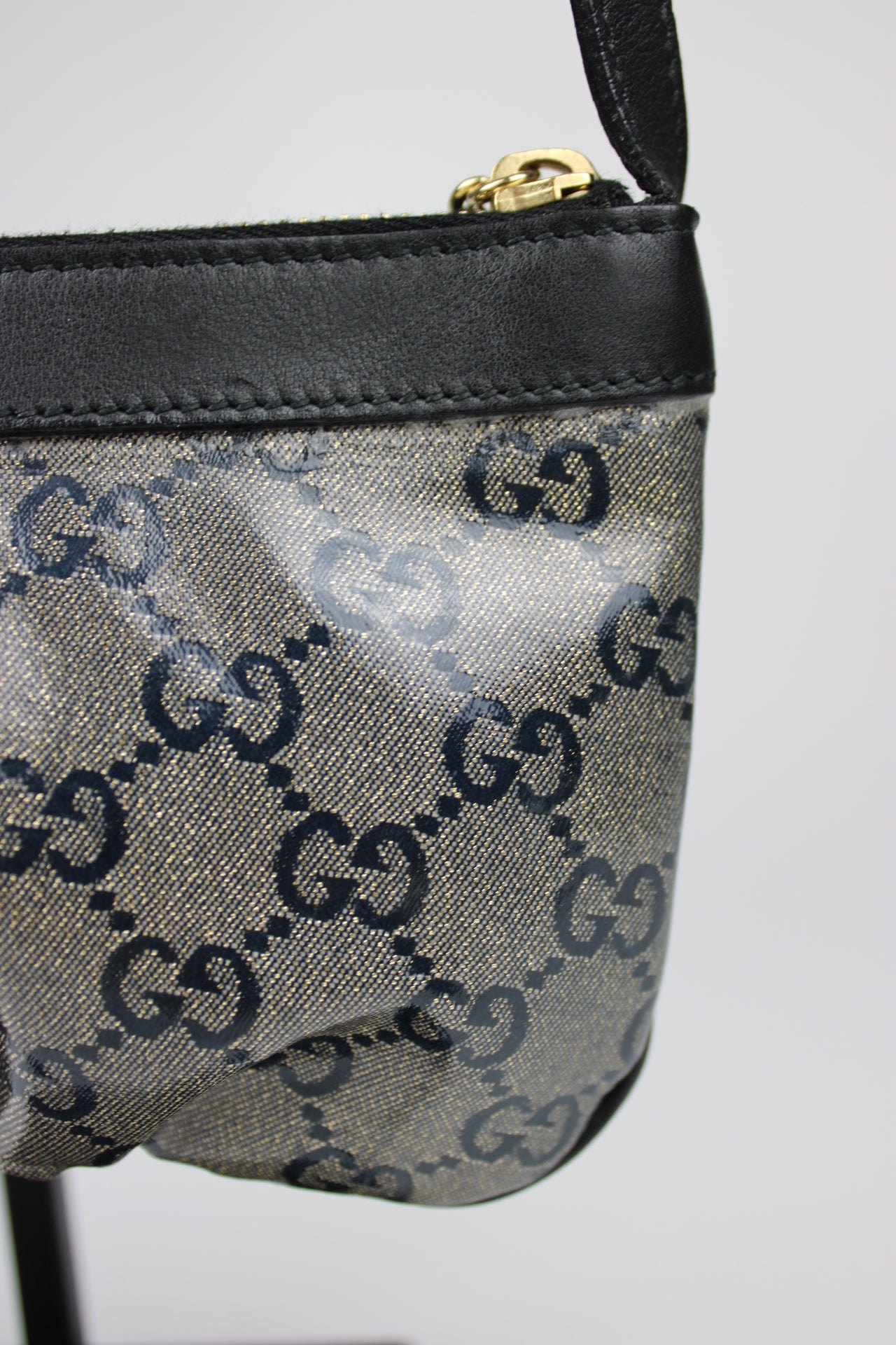 Gucci Monogram Charm Patent Pochette Bag