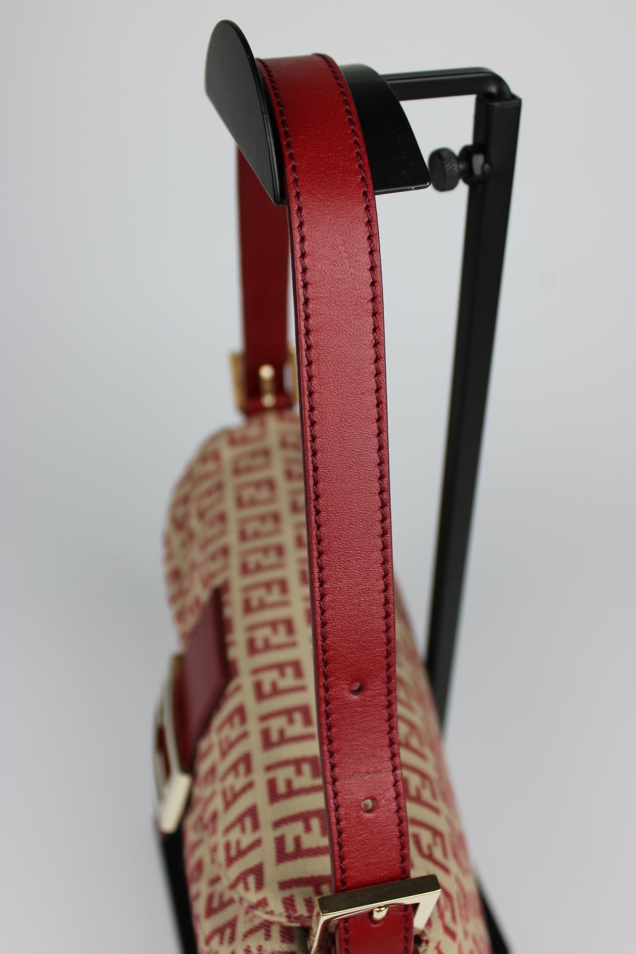 Fendi Zucchino Red Baguette Bag