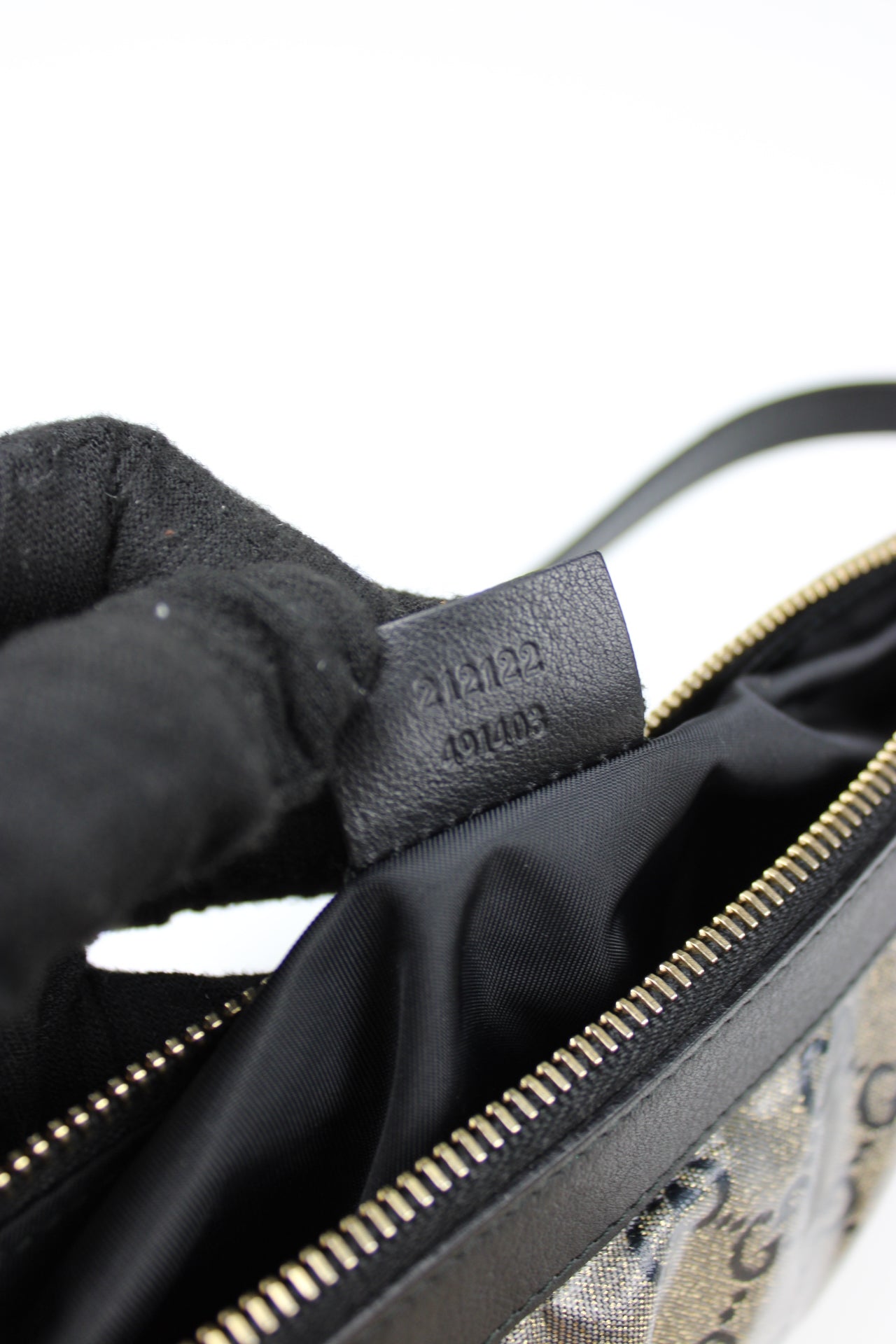 Gucci Monogram Charm Patent Pochette Bag