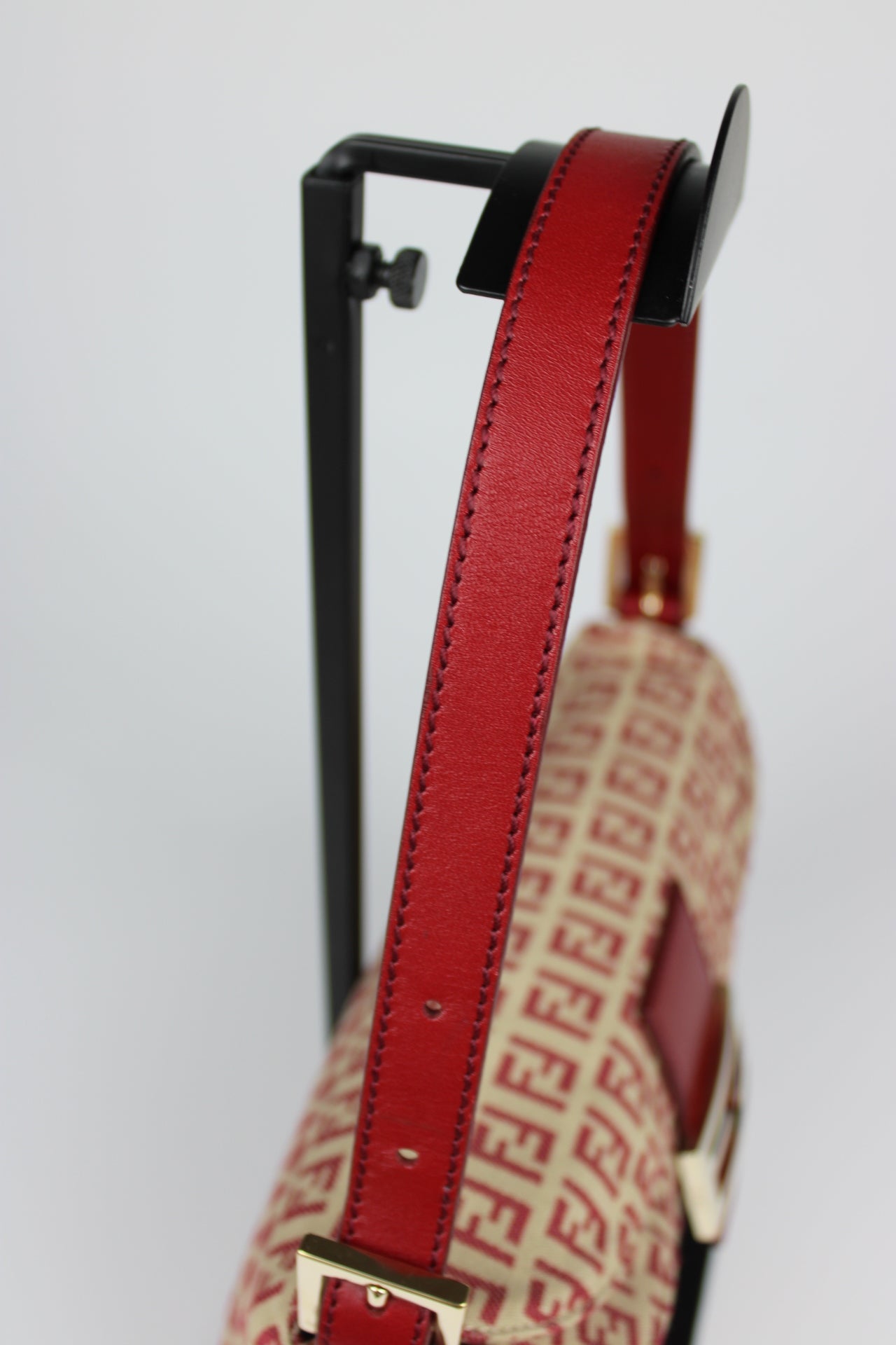 Fendi Zucchino Red Baguette Bag