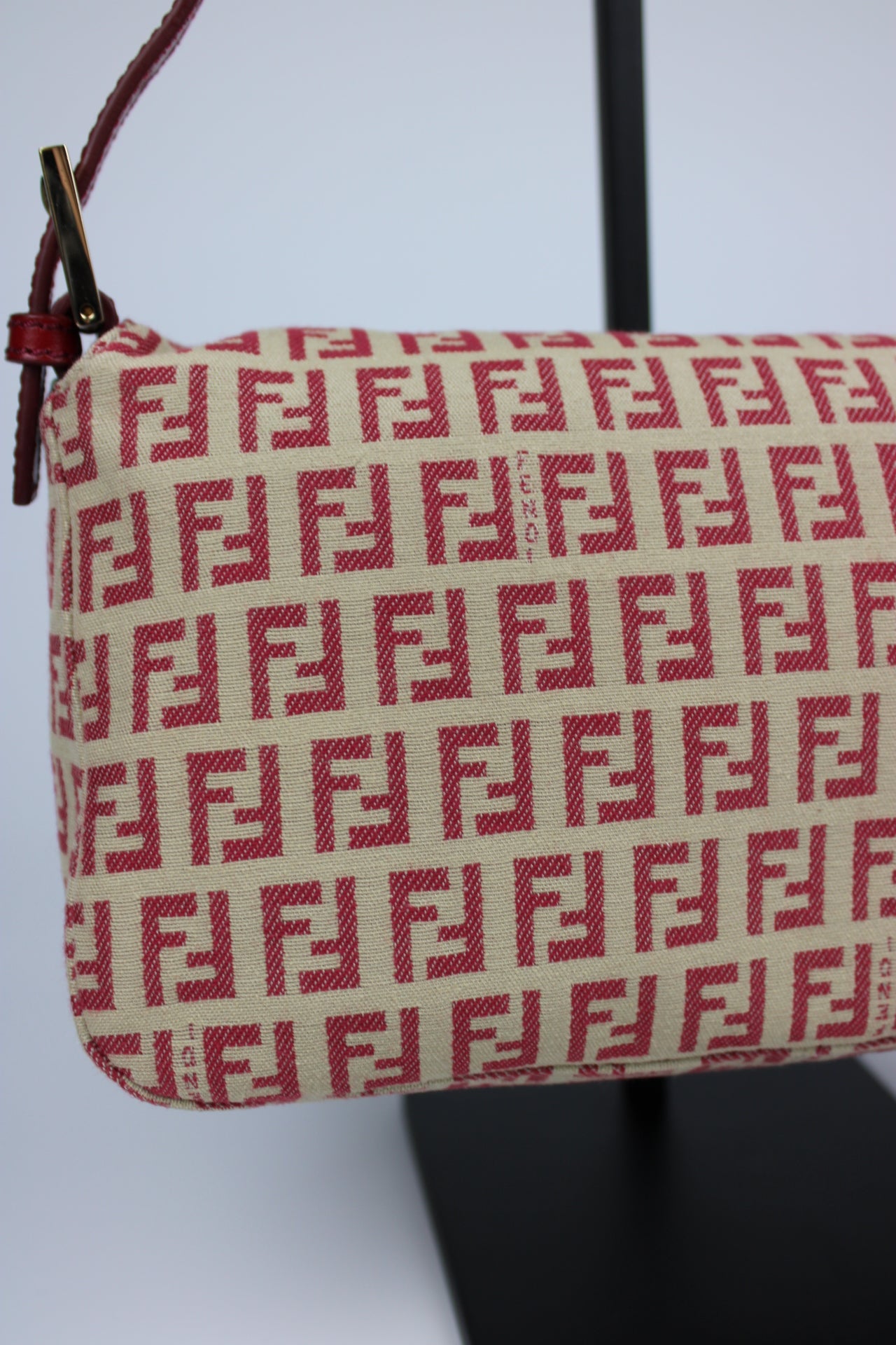 Fendi Zucchino Red Baguette Bag