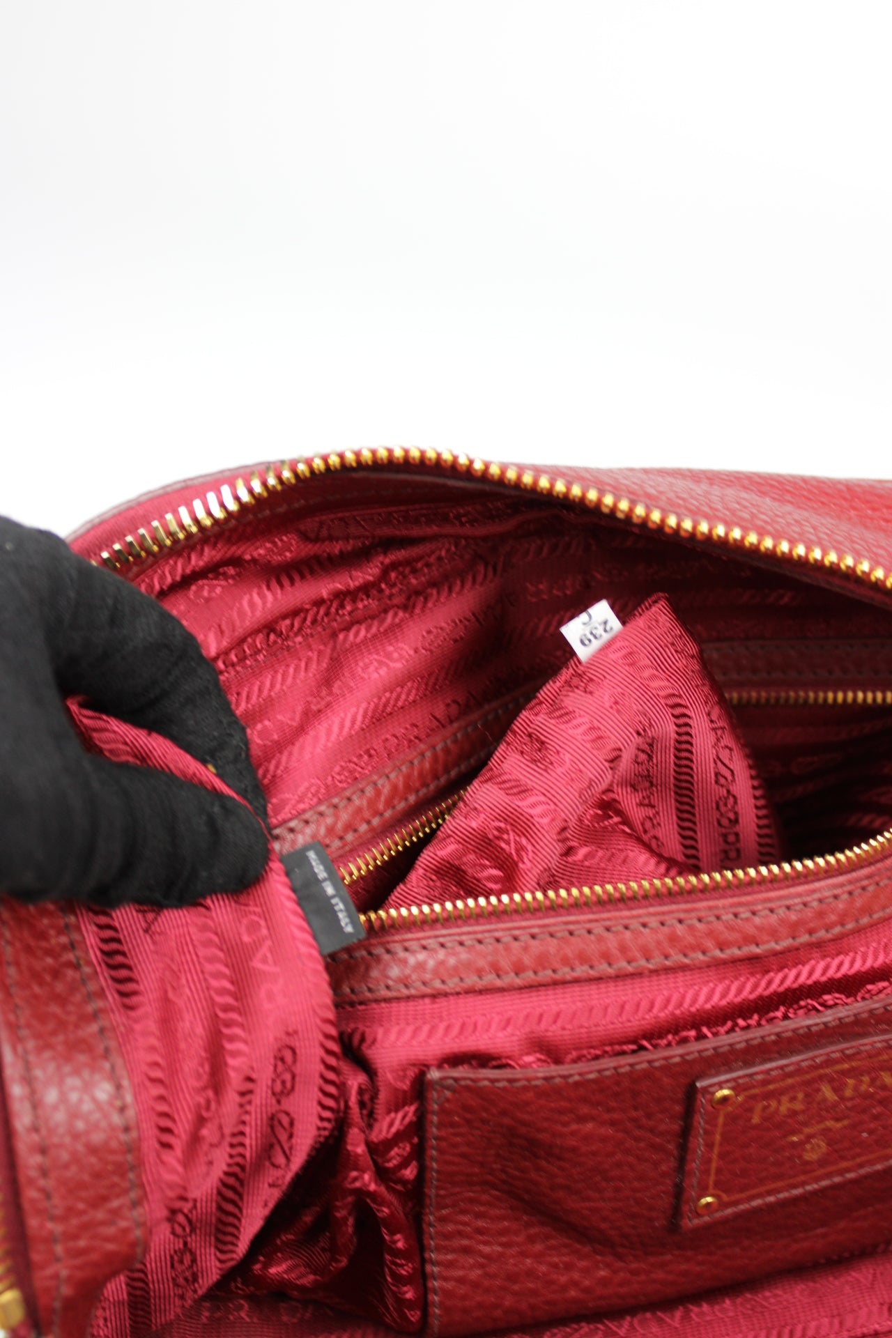 Prada Vit Daino Bauletto Leather Bag