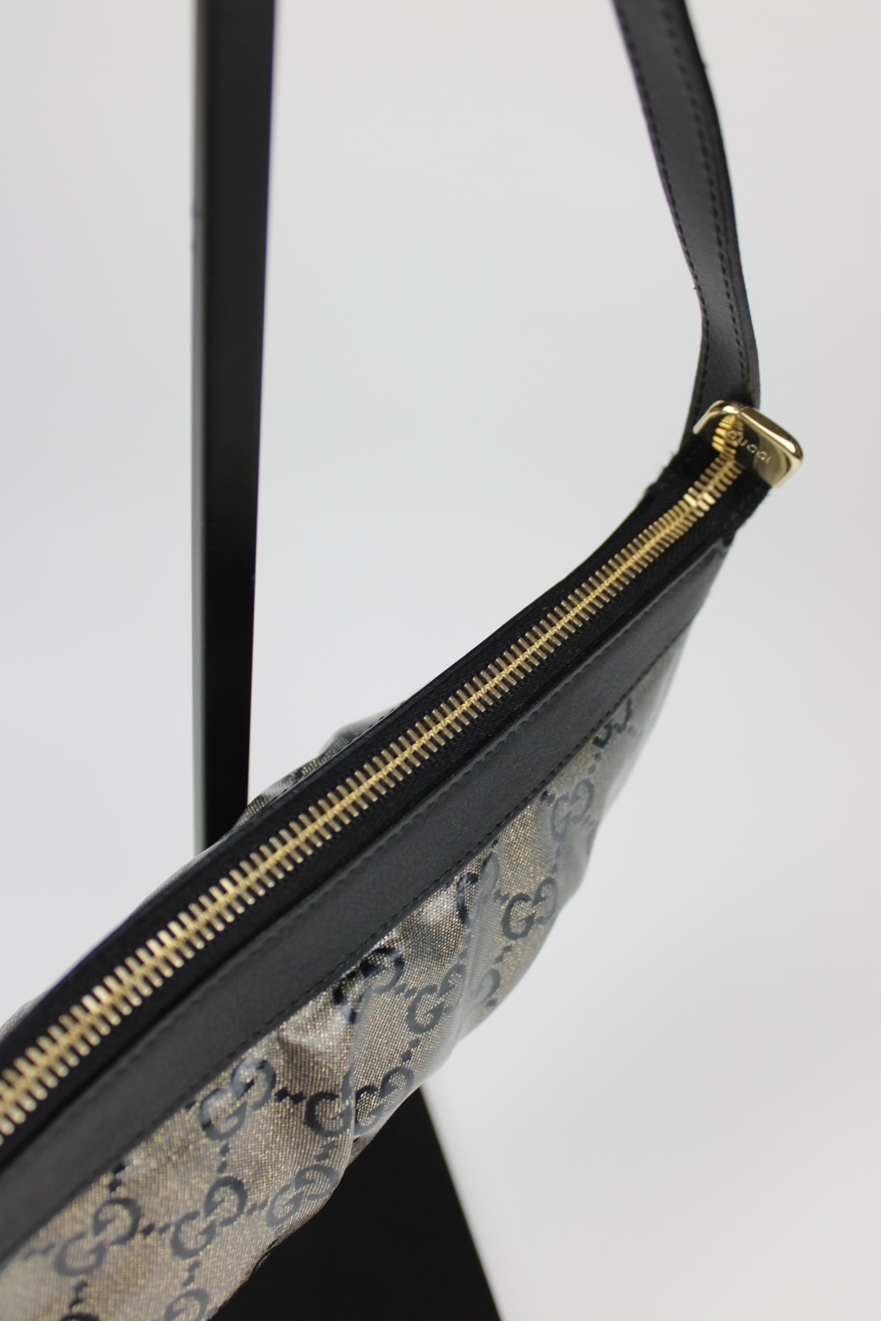 Gucci Monogram Charm Patent Pochette Bag