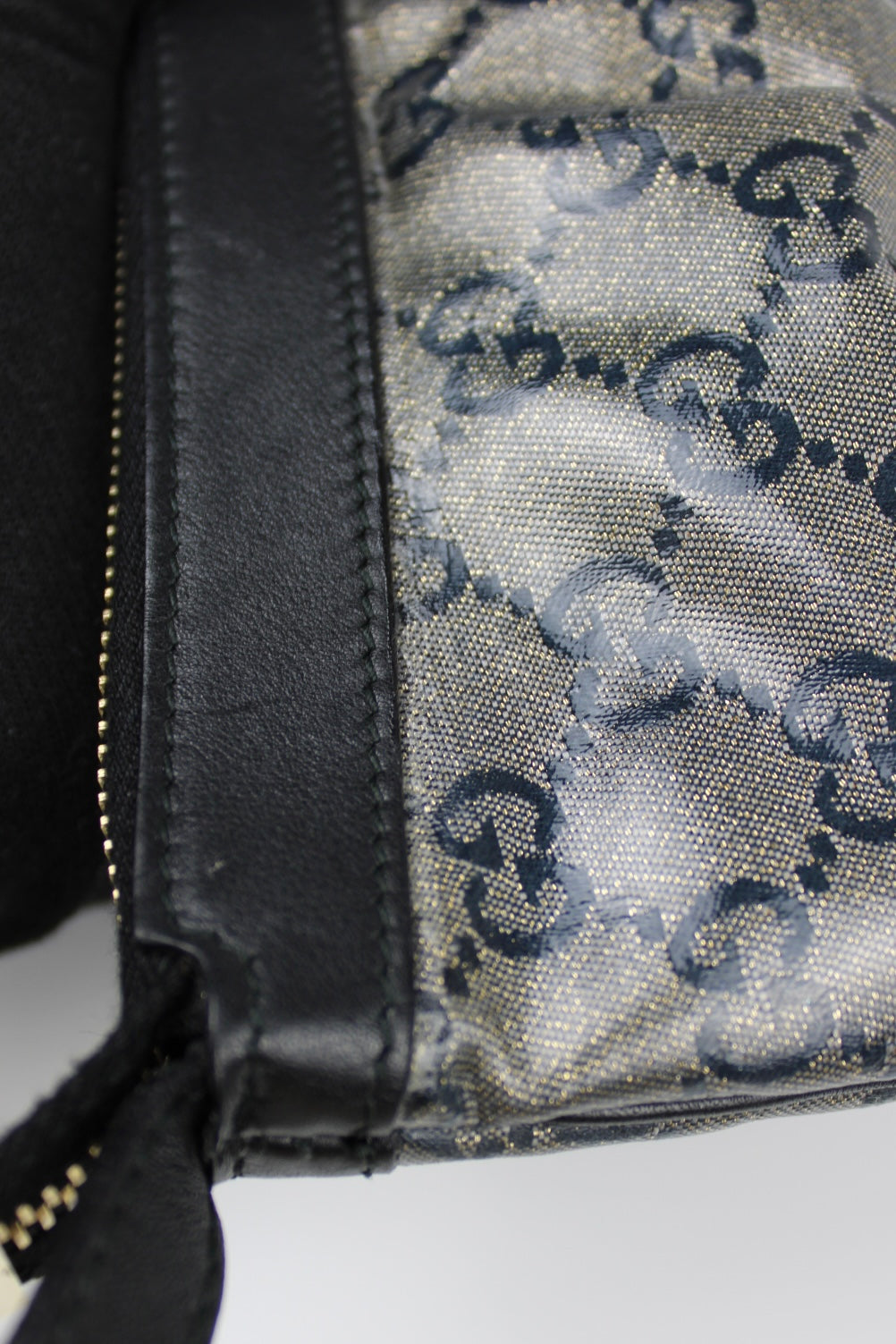 Gucci Monogram Charm Patent Pochette Bag