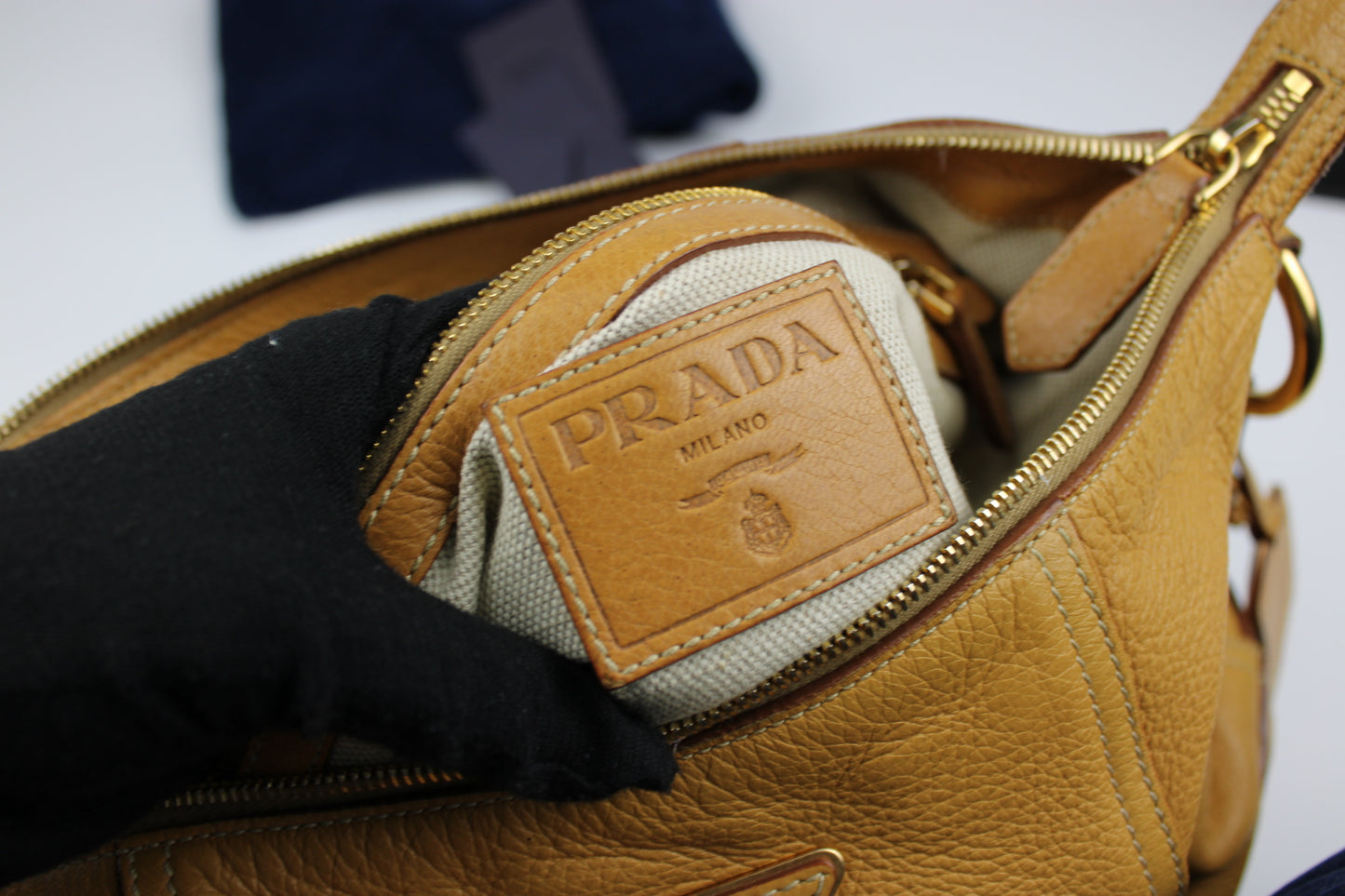 Prada Cervo Leather Hobo Bag
