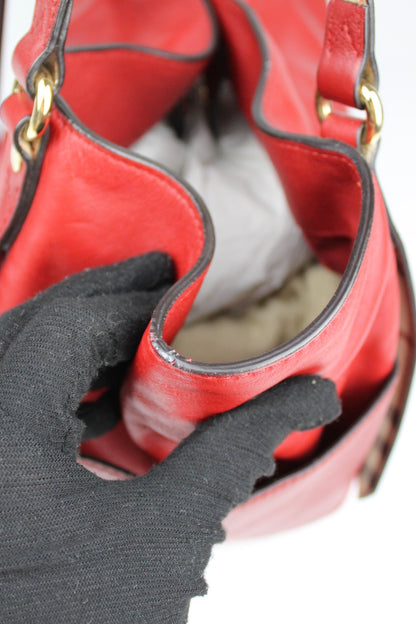 Burberry Leather Canterbury Tote Bag Red