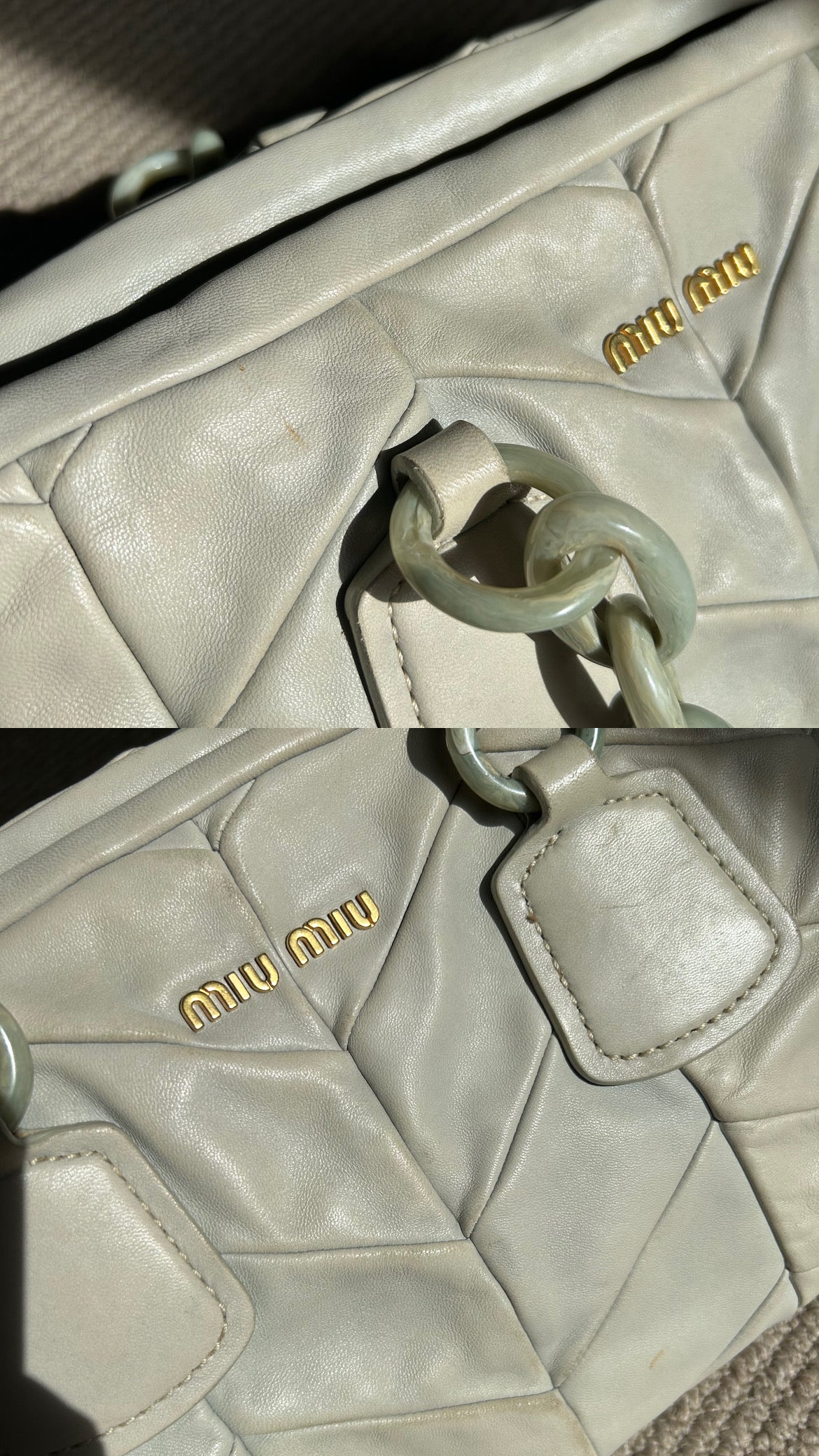 Miu Miu Leather Marbled Strap Shoulder Bag