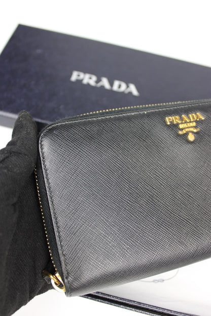 Prada Saffiano Leather Zip Around Long Wallet 2017 (With Receipt)