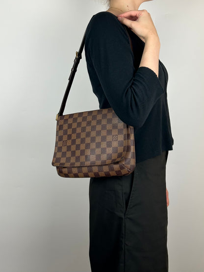 Pre-owned Louis Vuitton Damier Ebene Musette Tango Shoulder Bag 2002