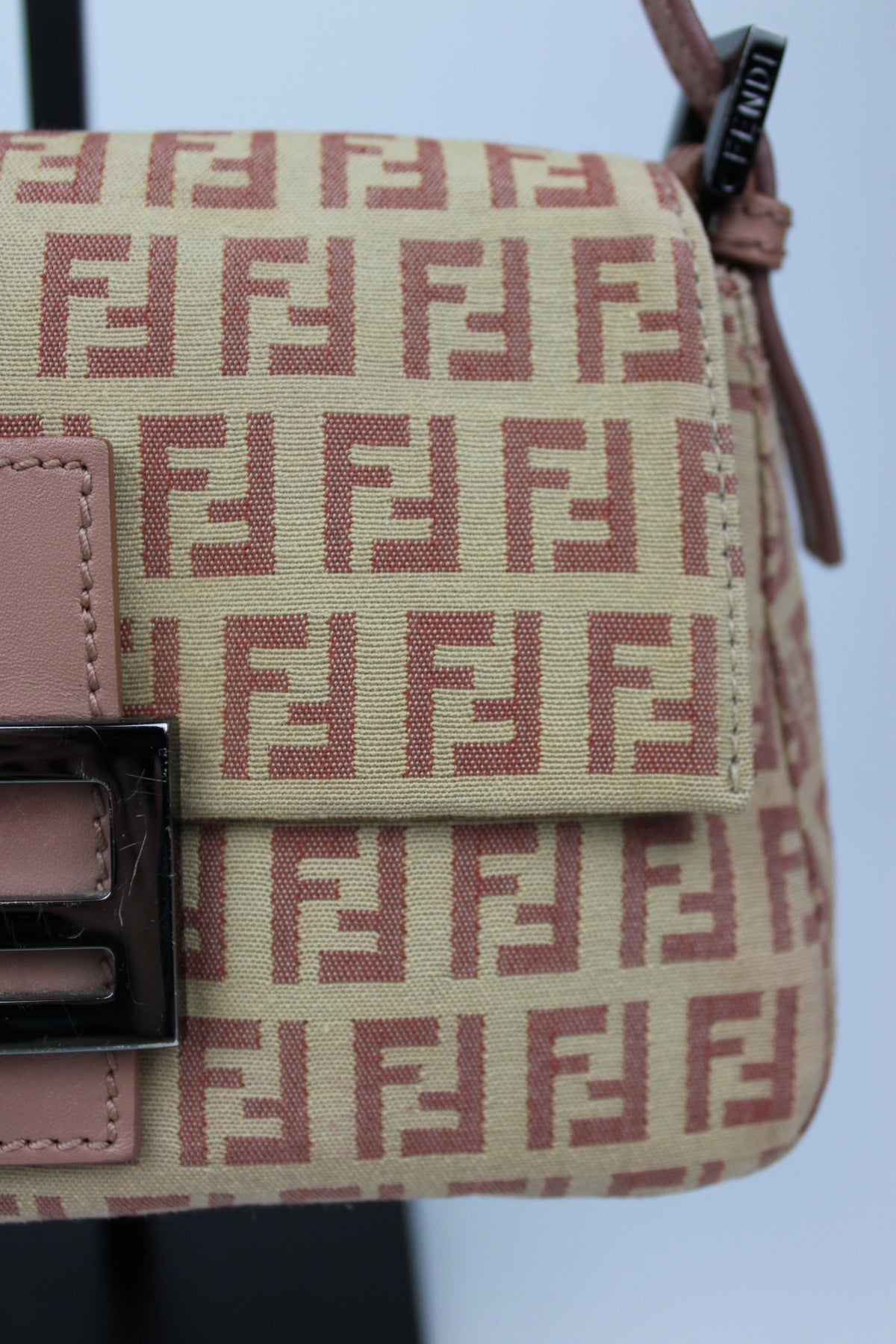 Pre-owned Fendi Zucchino Mini Baguette Bag