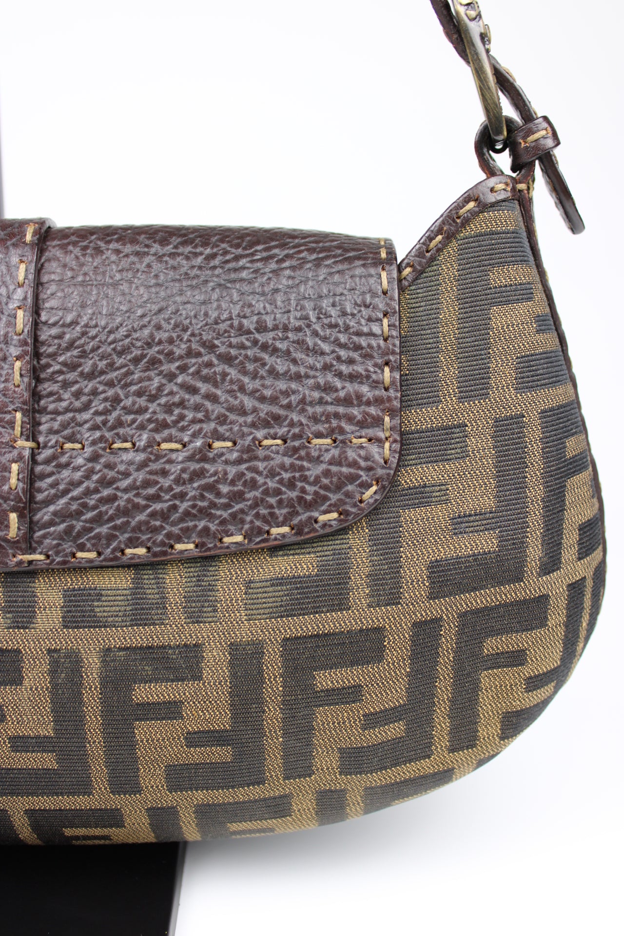 Fendi Zucca Tobacco Stondata Shoulder Bag 2007 (With Receipt)