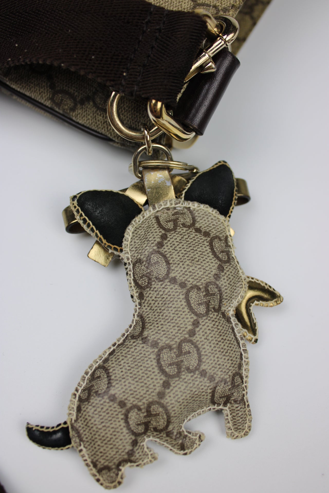 Gucci Monogram Coated Canvas Cross Body Bag (With Gucci Charm)