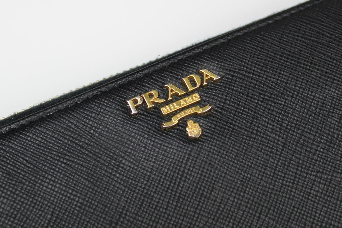 Prada Saffiano Leather Zip Around Long Wallet 2017 (With Receipt)
