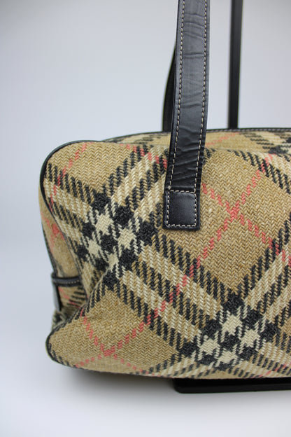 Burberry Nova Check Wool Shoulder Bag