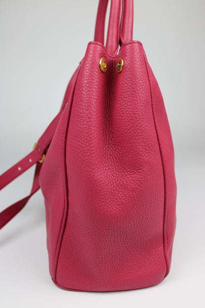 Prada Vitello Daino 2-Way Pink Tote Bag