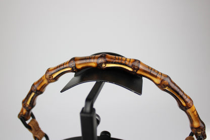 Gucci Monogram Pagoda Frame Bamboo Top Handle Bag