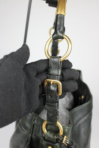 Prada Glacé Calfskin Leather Dark Green Hobo Bag 2007