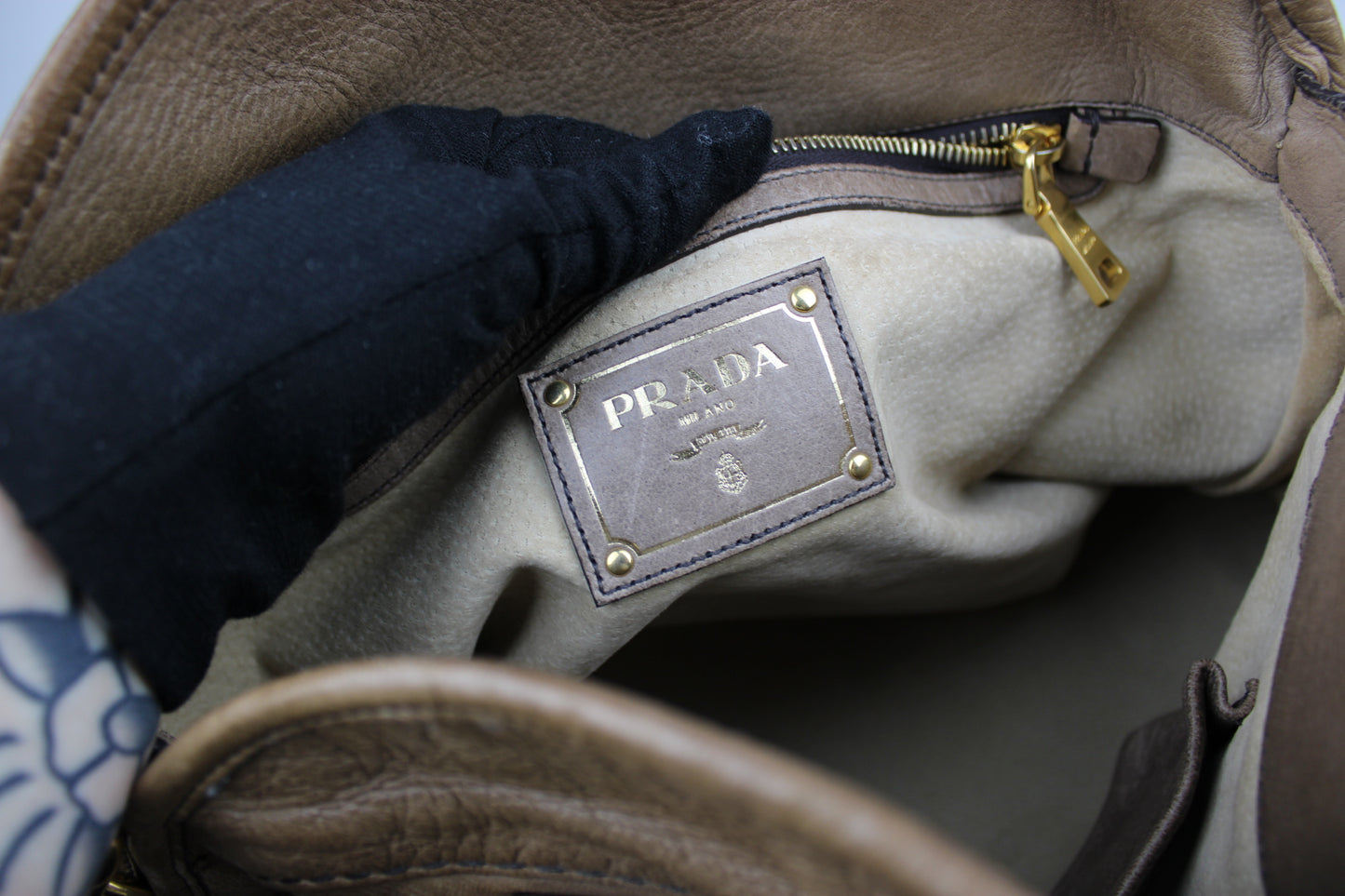 Prada Cervo Bowling Hobo 2-Way Bag