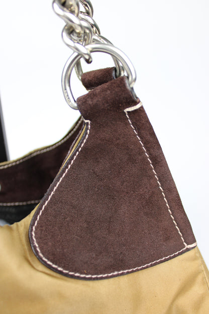 Prada Nylon Chain Strap Hobo Bag