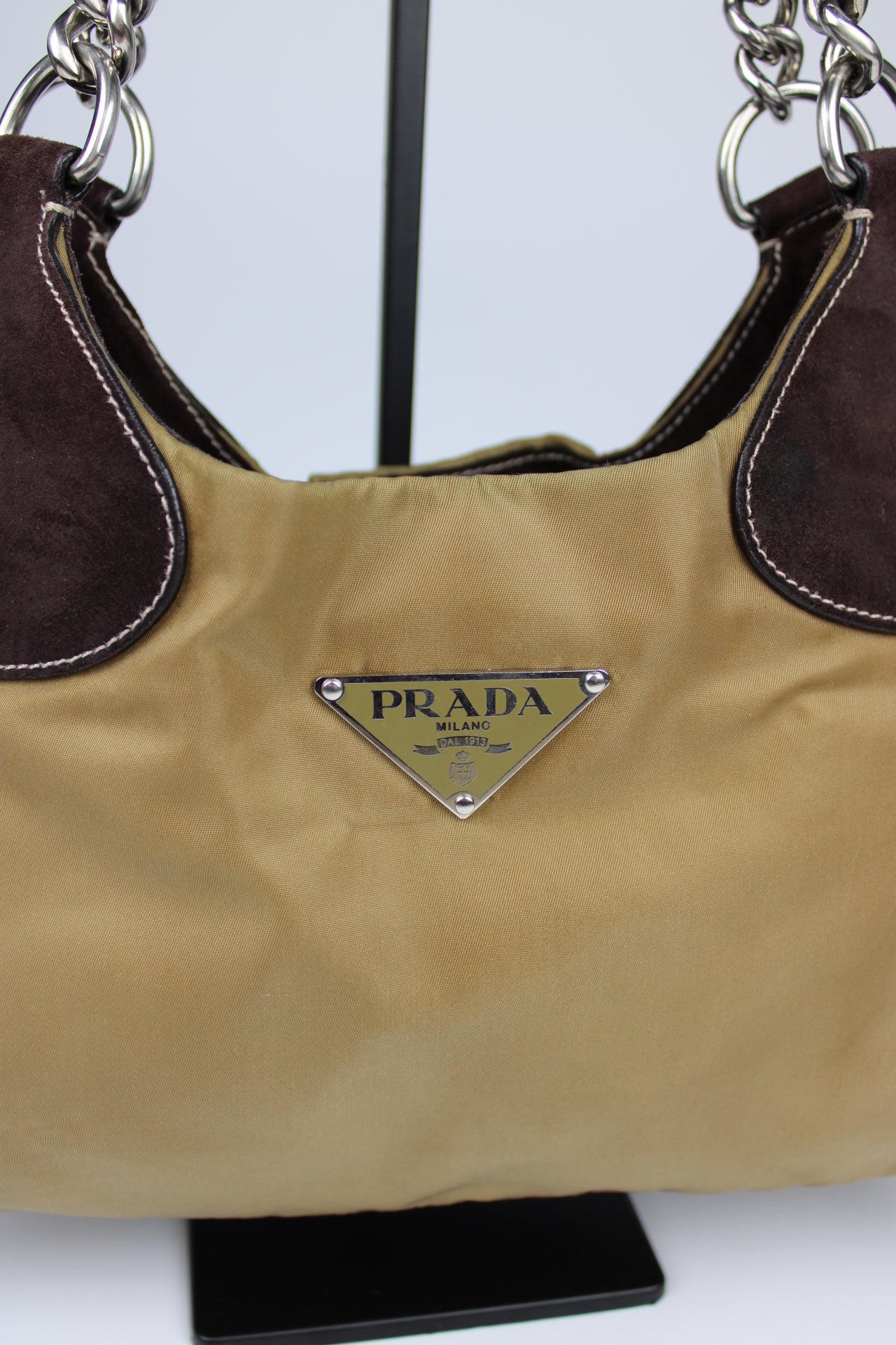 Prada Nylon Chain Strap Hobo Bag