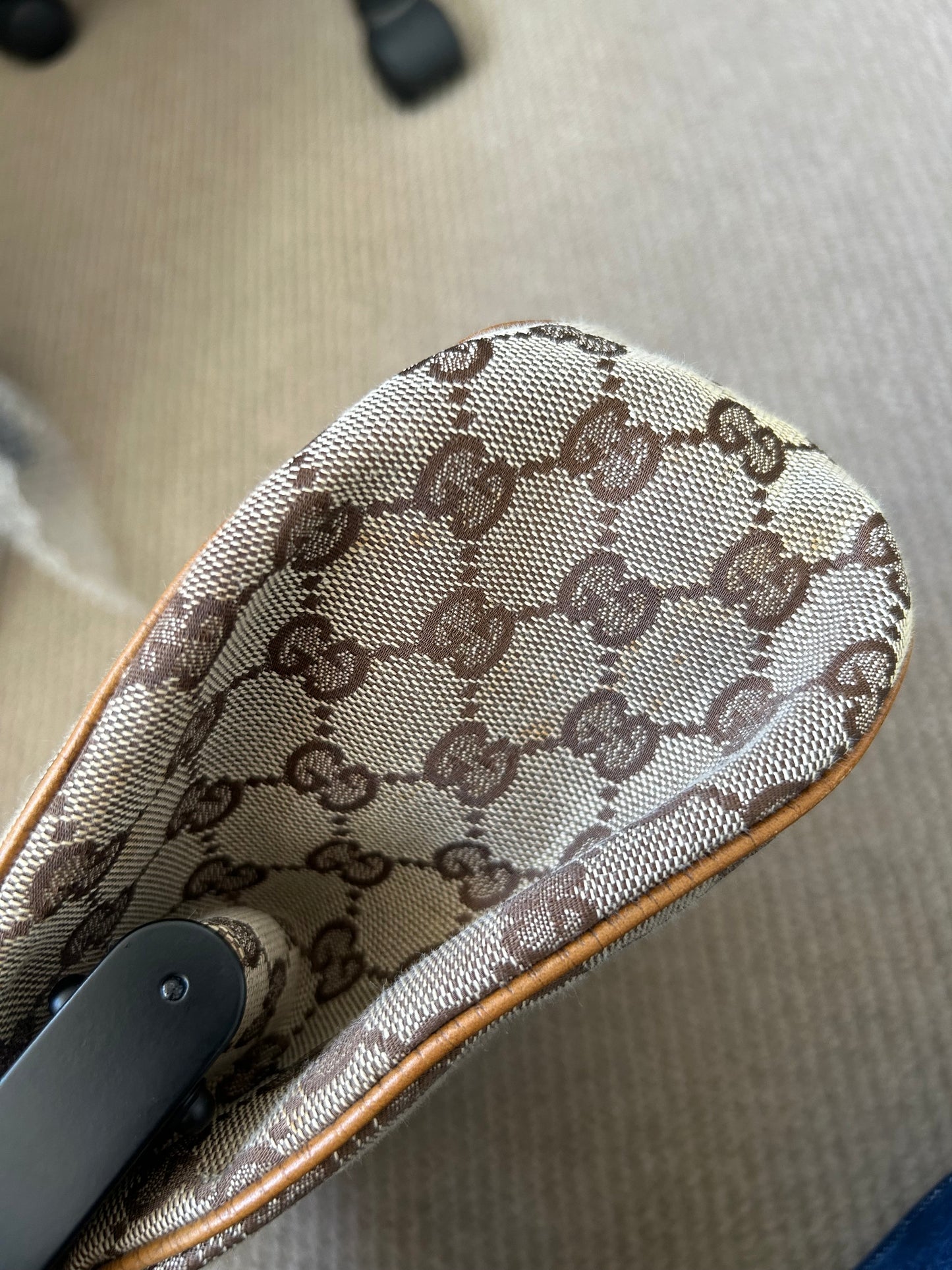 Gucci Monogram Pagoda Frame Bamboo Top Handle Bag
