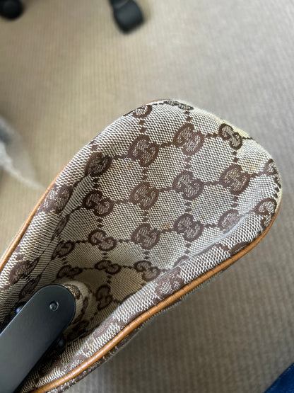 Gucci Monogram Pagoda Frame Bamboo Top Handle Bag