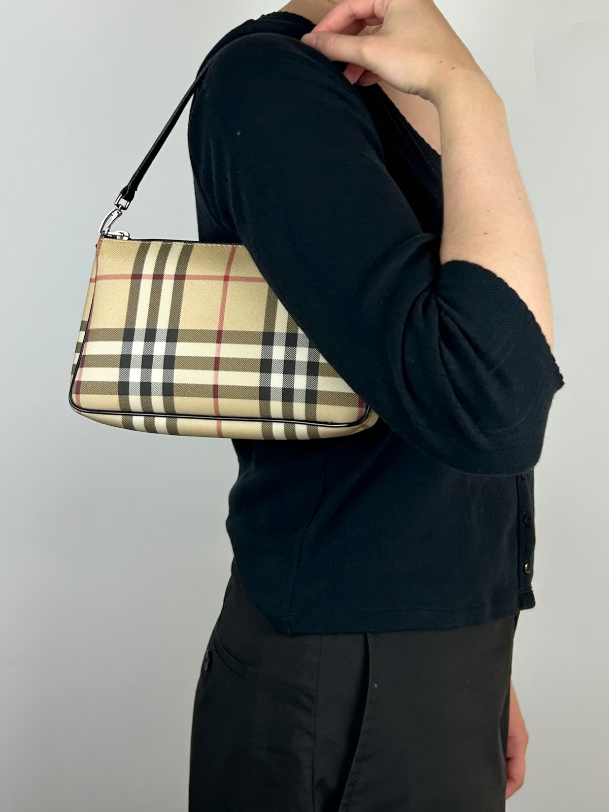Pre-owned Burberry Nova Check Pochette Bag 2002