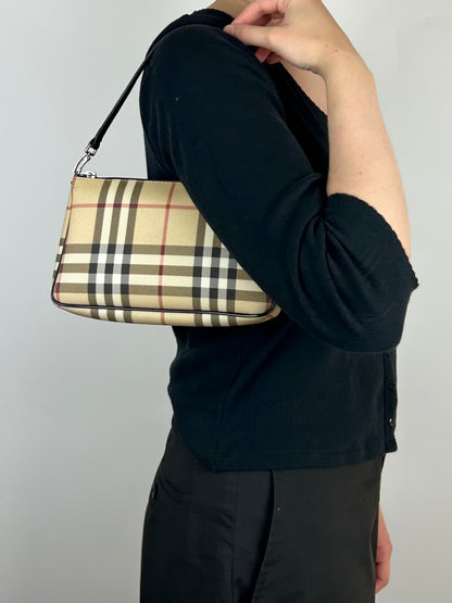 Pre-owned Burberry Nova Check Pochette Bag 2002