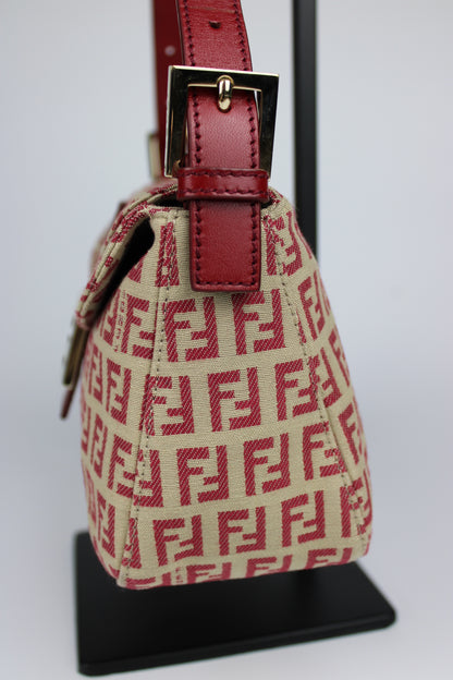 Fendi Zucchino Red Baguette Bag