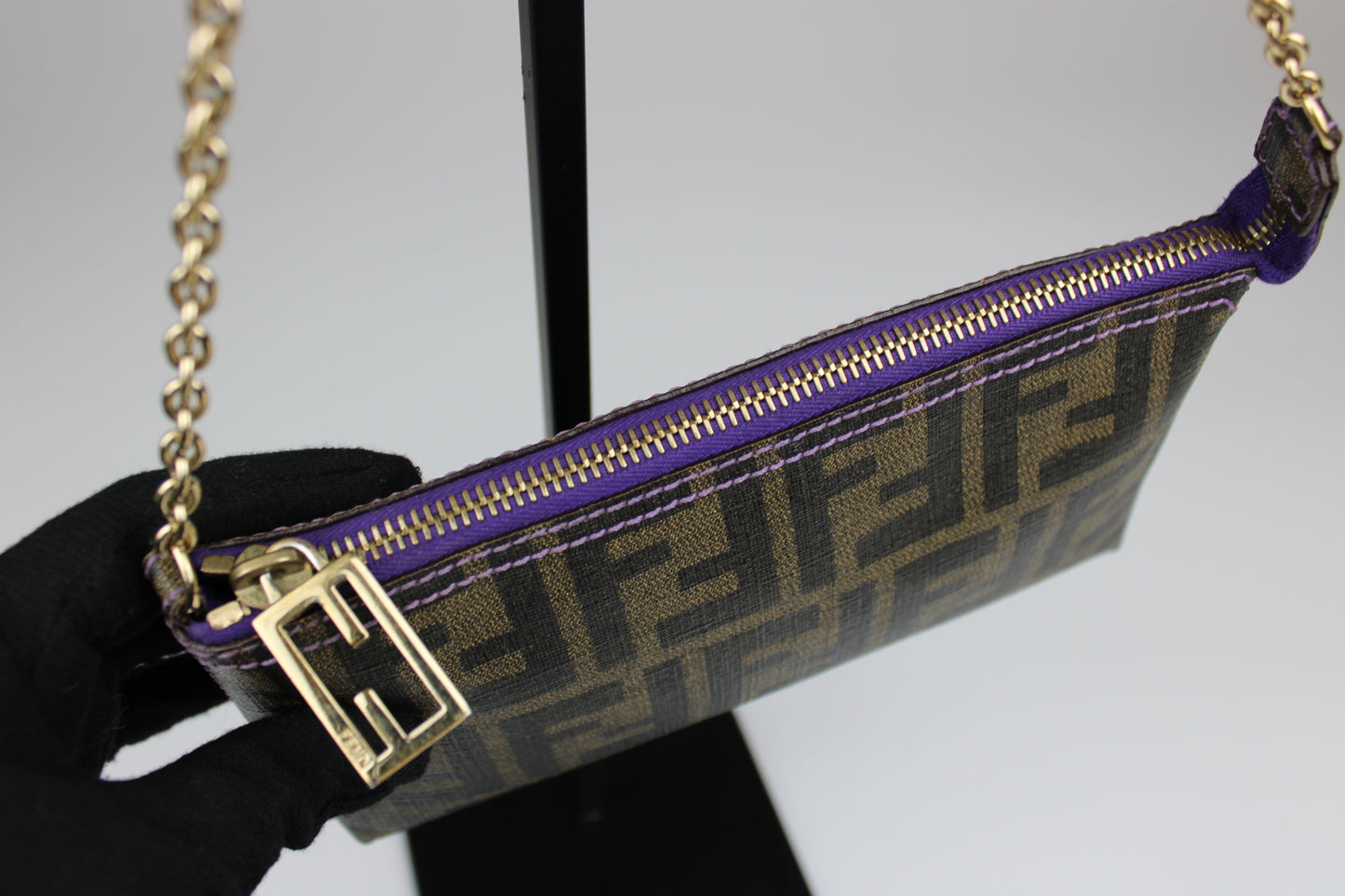 Fendi Zucca Chain Strap Pochette Bag