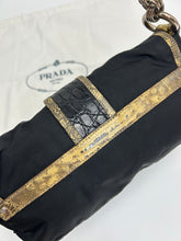 Load image into Gallery viewer, Prada Nylon &amp; Exotic Leather Baguette Shoulder Bag
