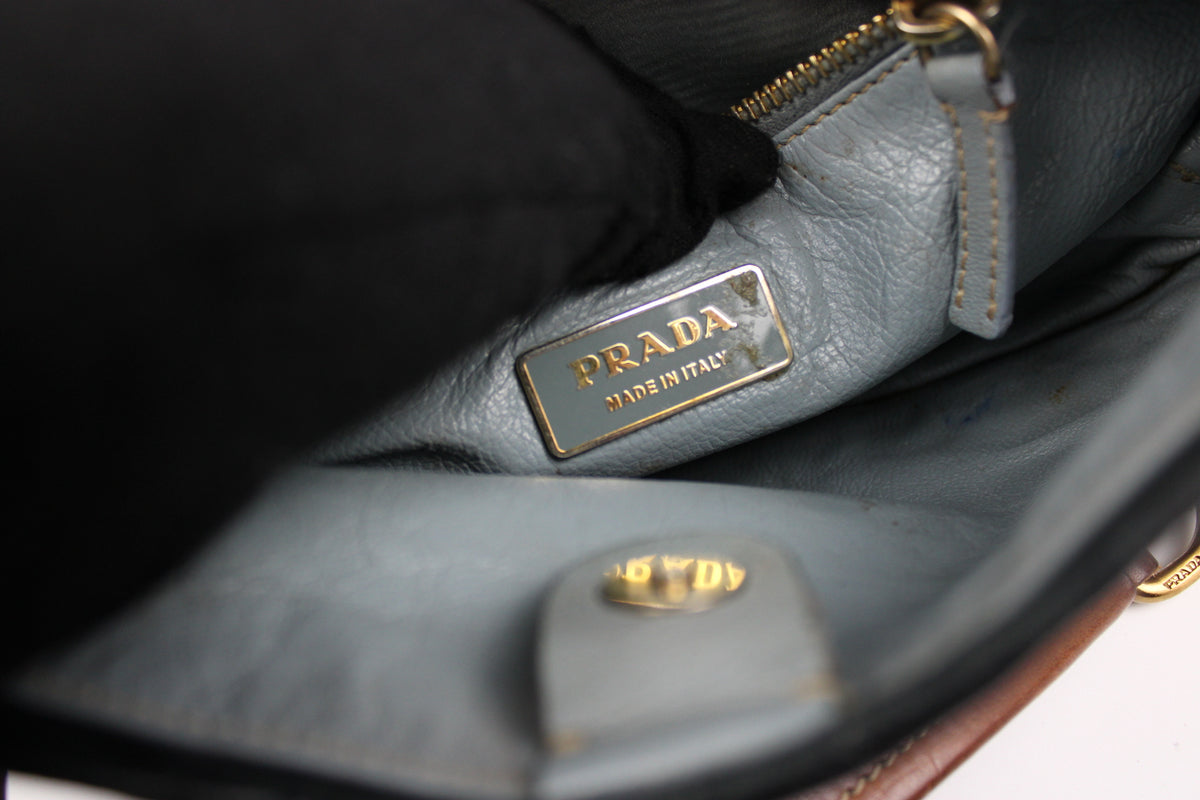 Pre-owned Prada Leather Navy Shoulder Pochette Bag