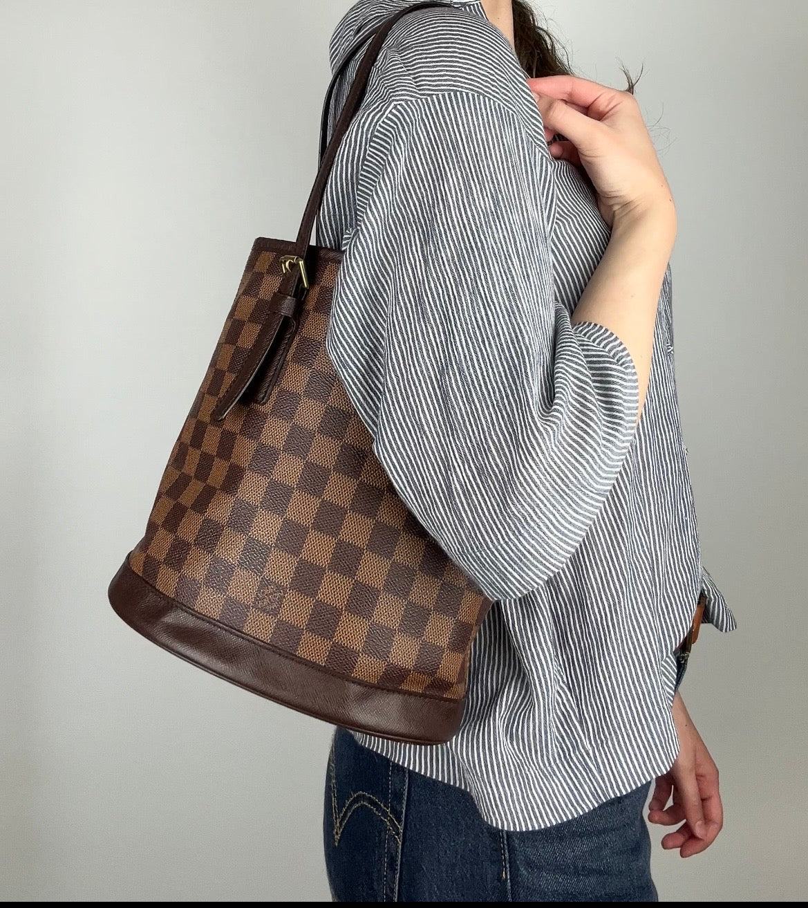 Pre-owned Louis Vuitton Damier Ebene Bucket Bag 1998