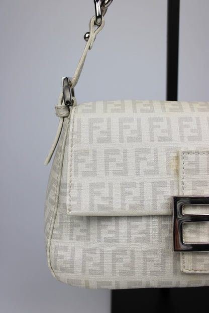Fendi Zucchino Chain Strap Mini Baguette Bag