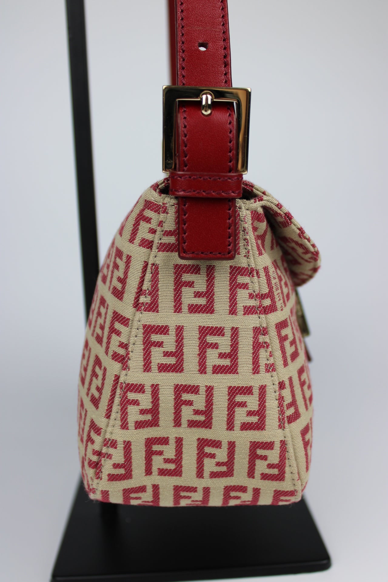 Fendi Zucchino Red Baguette Bag
