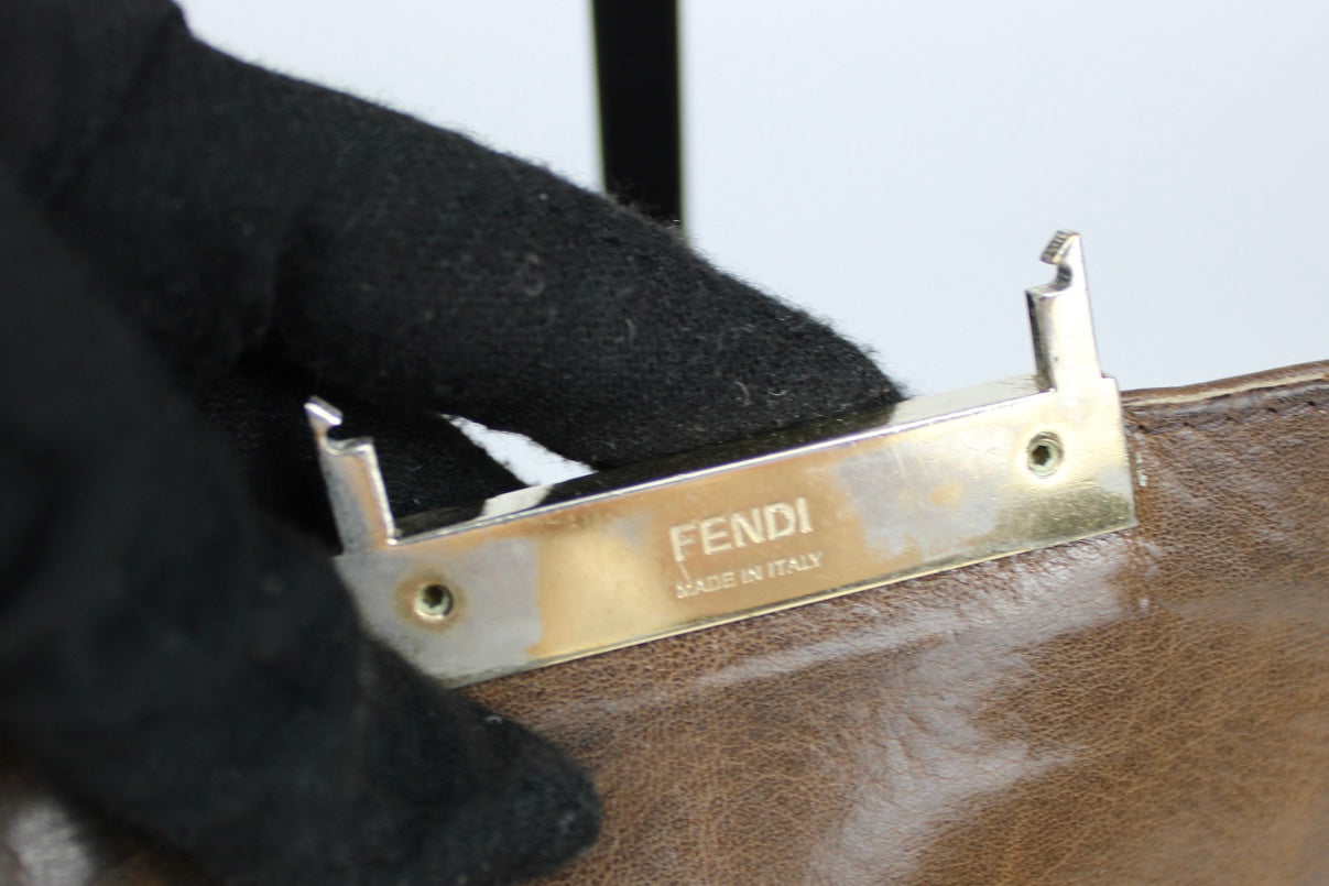 Fendi Leather 2-Way Chain Strap Baguette Bag