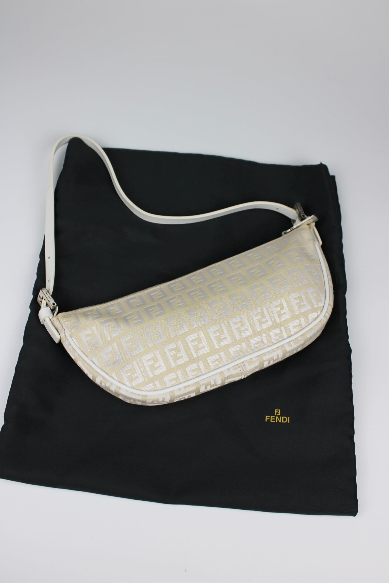 Fendi Zucchino Half Moon Pochette Bag