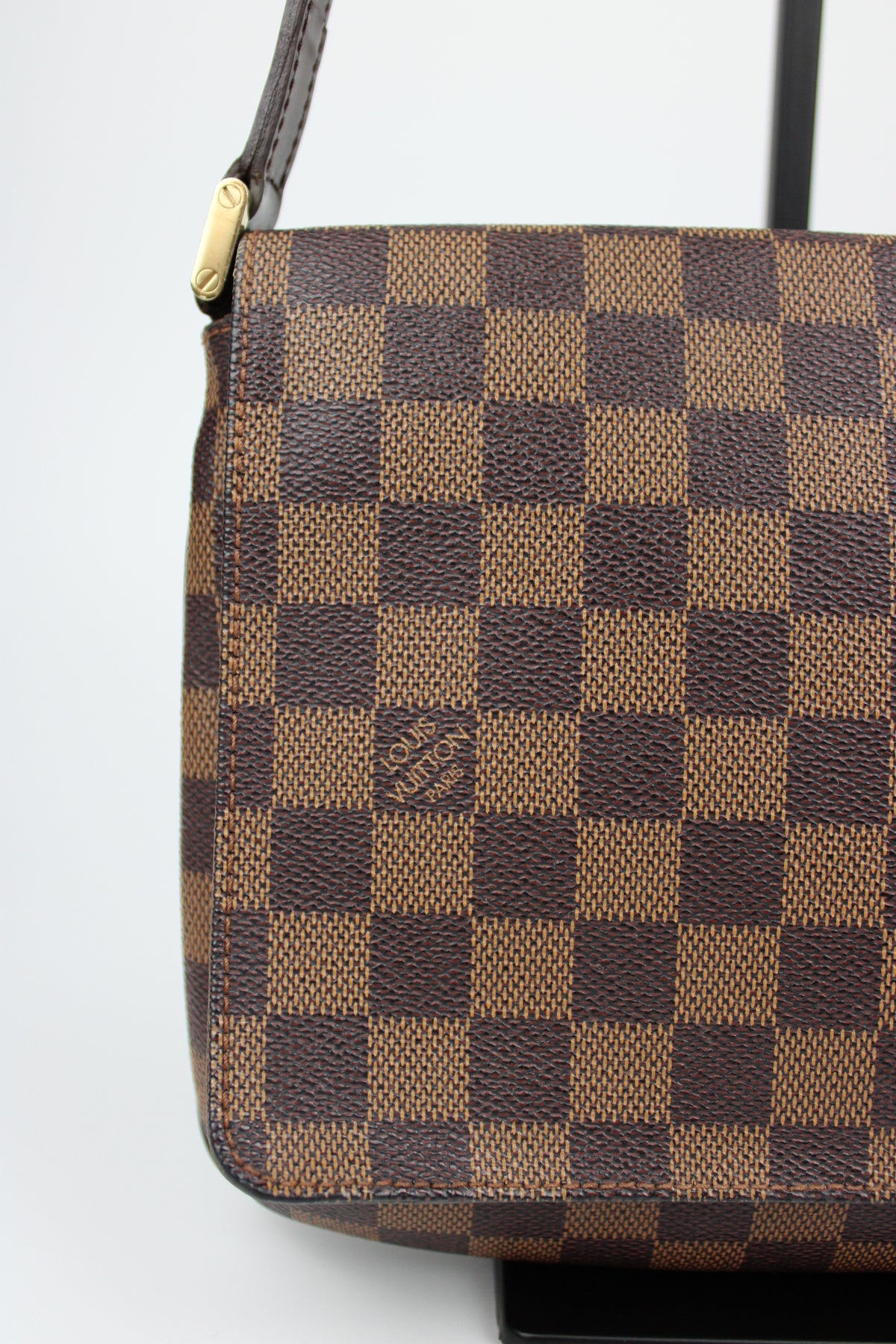 Pre-owned Louis Vuitton Damier Ebene Musette Tango Shoulder Bag 2002
