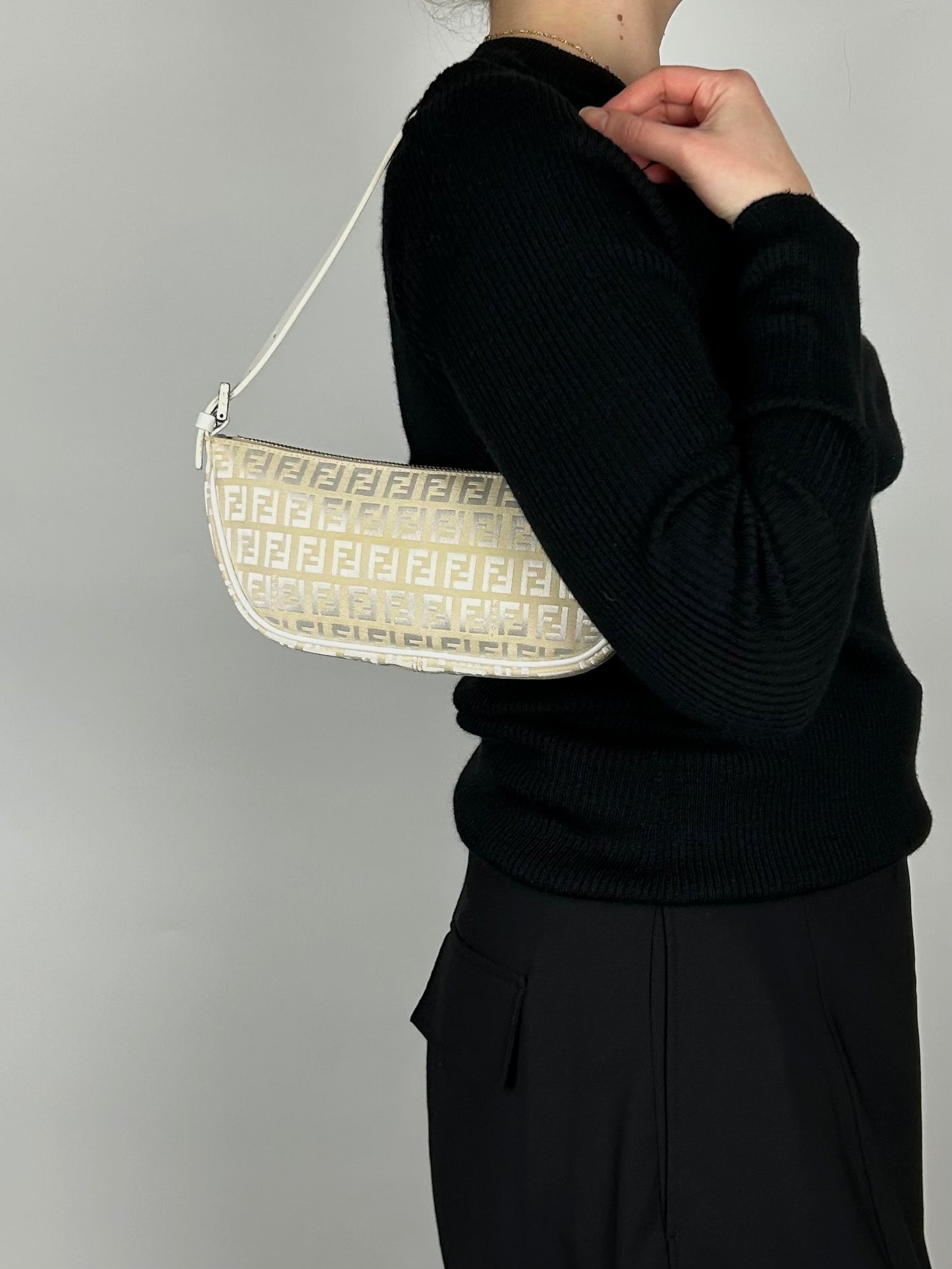 Fendi Zucchino Half Moon Pochette Bag