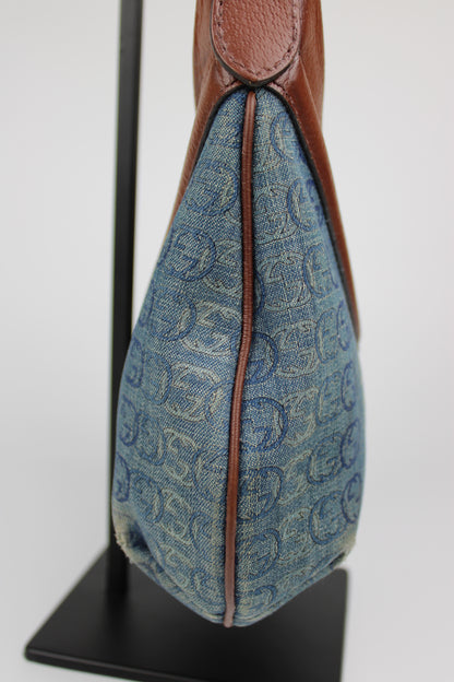 Gucci Monogram Denim Bamboo Bag (Restored)