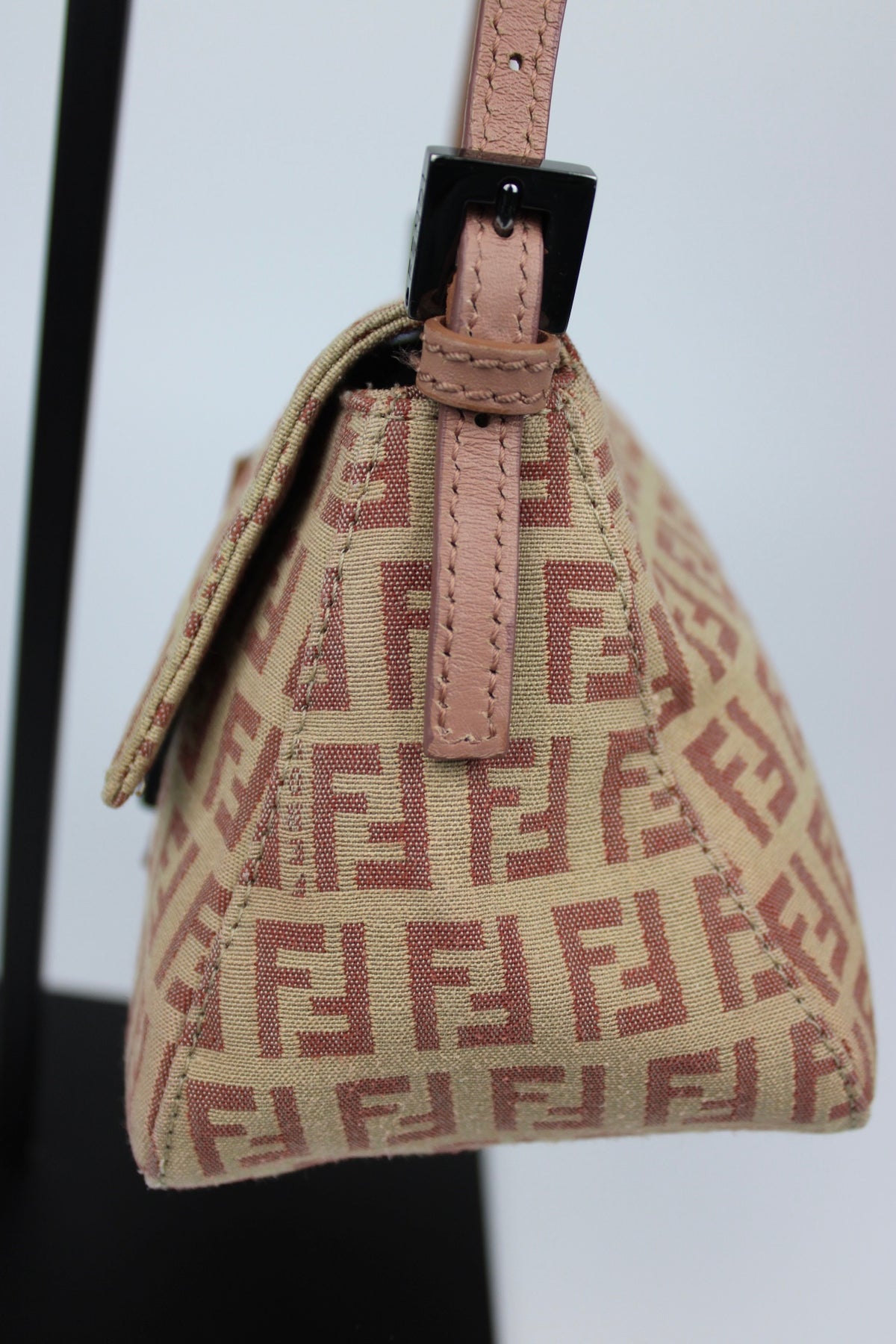Pre-owned Fendi Zucchino Mini Baguette Bag