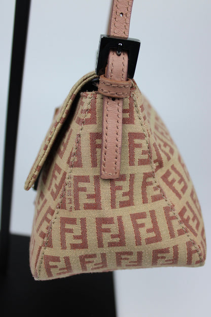 Pre-owned Fendi Zucchino Mini Baguette Bag