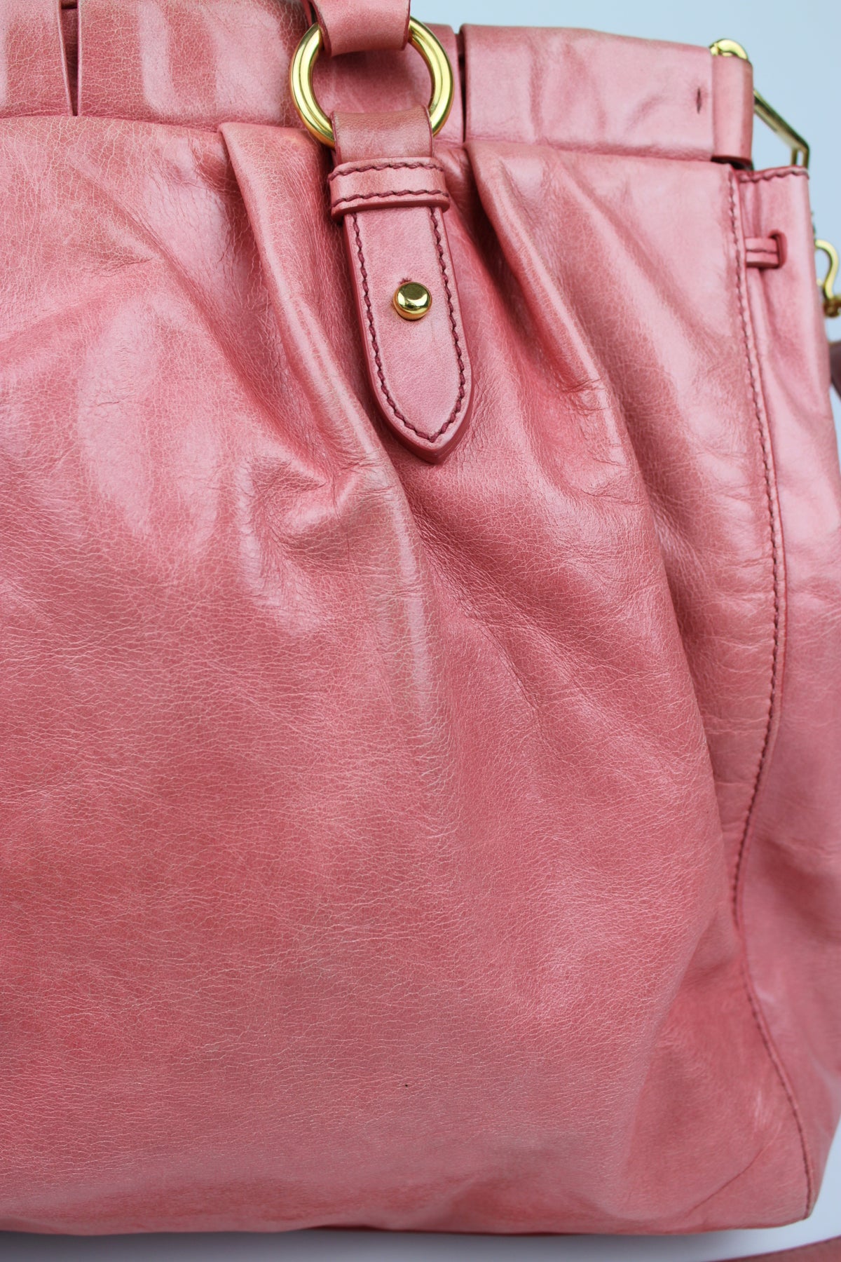 Pre-owned Miu Miu Vitello Lux Pink 2-Way Tote Bag
