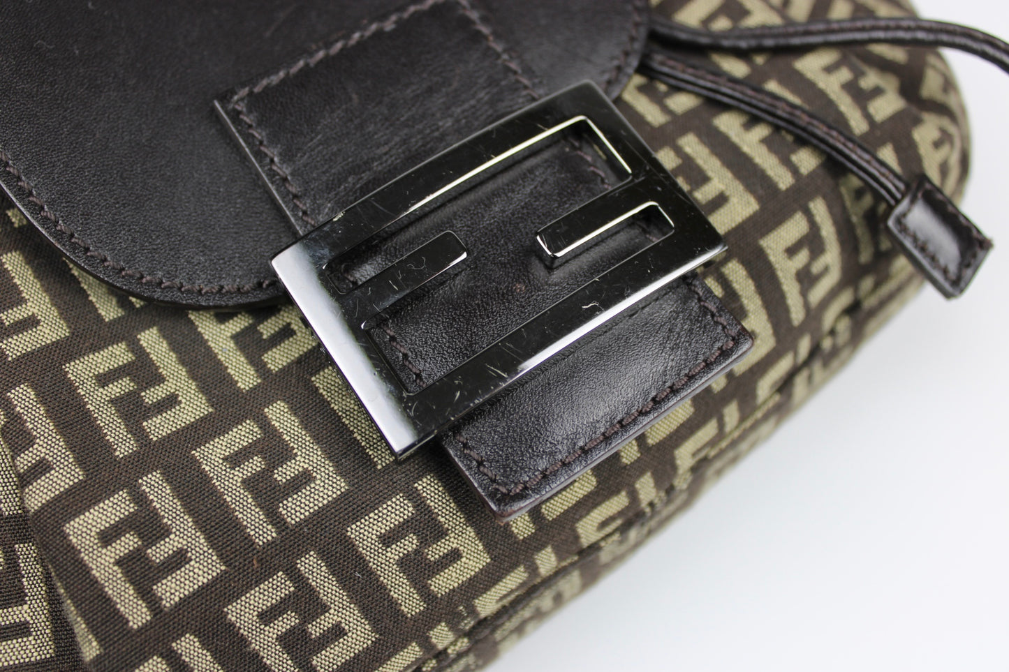 Fendi Zucchino Drawstring Baguette Bag