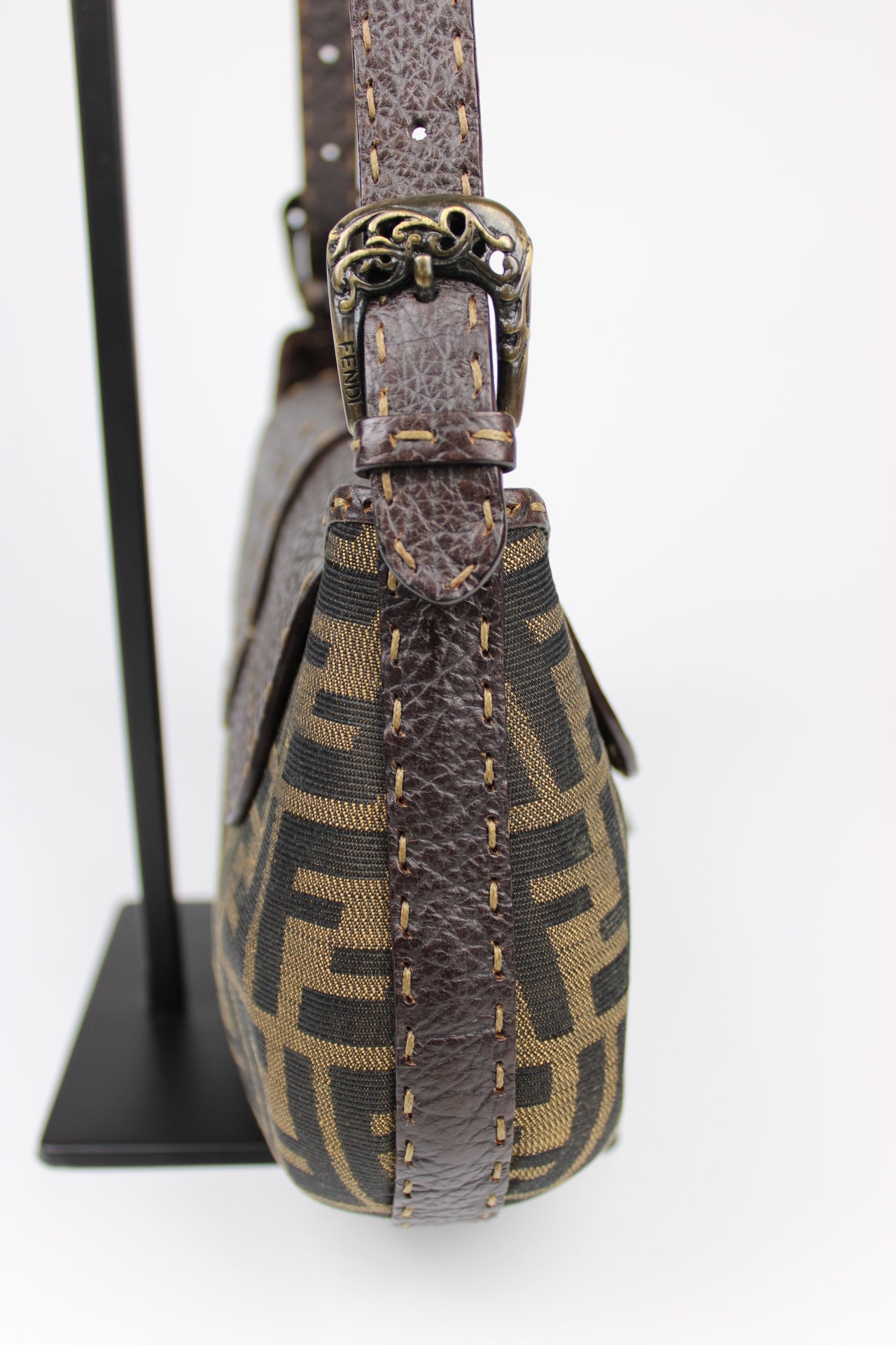 Fendi Zucca Tobacco Stondata Shoulder Bag 2007 (With Receipt)